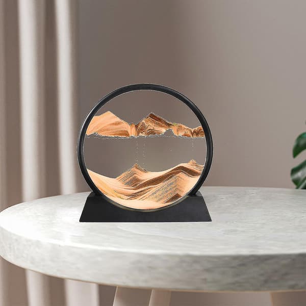 Rörlig Sandsandsbild Timglas Djuphavslandskap Glas Quicksand 3D-målning purple