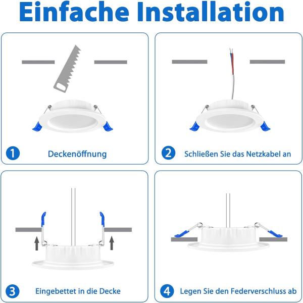 Sett med 20 flate LED-innfelte spotlights 5W 230V Aluminium Mini innfelt takspot 20x5W kald hvit