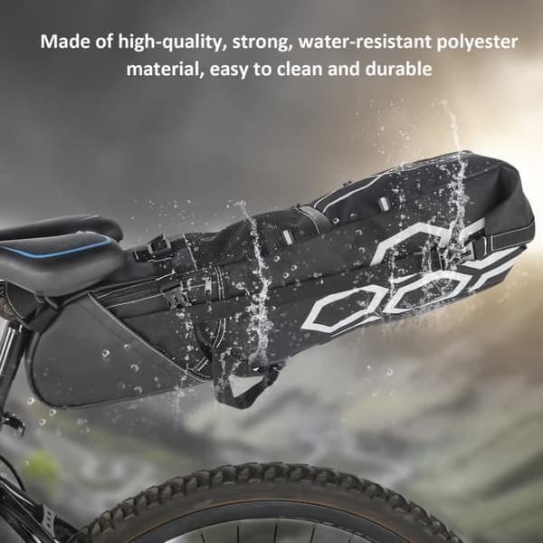 VVIKIZY Cykelsadelväska - Stor Kapacitet Vattentät - Fästspänne - Polyester - VitGrå grå
