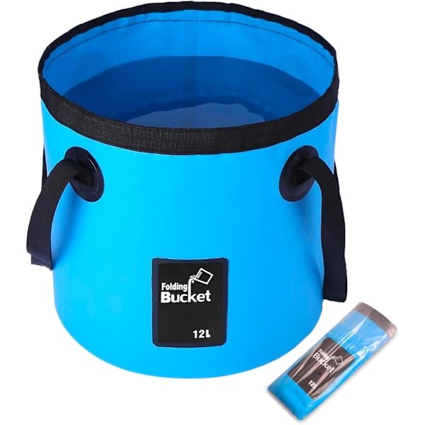 Hopfällbar hink med handtag, lättvikts hopfällbar vatten 12L, multifunktionell bärbar hopfällbar hink tvättfat, blå