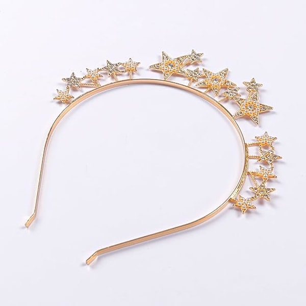 Mary Halo Crown Barokk Hellig Hodeplagg Stjerner Gudinne Tiara og Krone for Kvinner Boho Bryllup Hodeplagg Kostyme, S3-gull