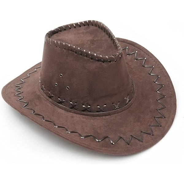 Cowboy-hattu narulla, lännen cowboy-hattu, hieno asu, aito revolverisankarin hattu, mokkanahkainen cowboy-hattu miehille ja naisille
