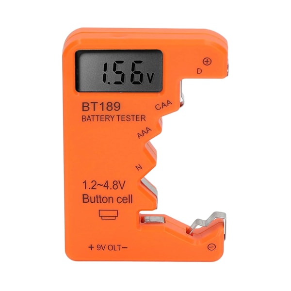 Batteritester, Universal Batterisjekker Liten Batteritester for C, , AAA, D, N, 9V, 6F22 Batteri 1.5V 3V Knappcelle, (Oransje)