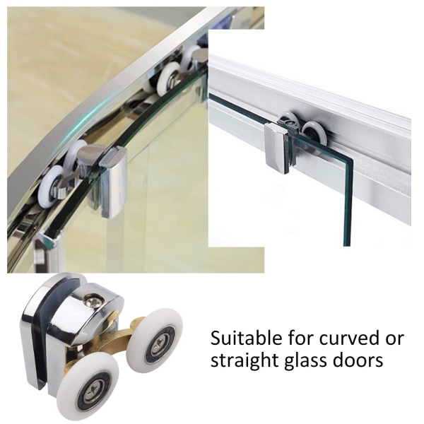 Dobbelthjul for dusjdør, rullende hjul for dusjdør, erstatningshjul for dusjkabinett for 14 mm glasshull