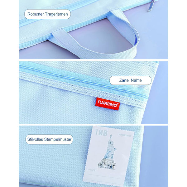 A4 Dokumentväska Dragkedja Väska Nylon Mesh Väska Vattentät Dubbel Dragkedja Små Etiketter Student Kontorsmaterial Resväska Blå Blue