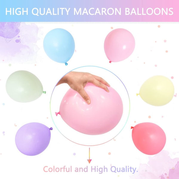 Pastelfarvede regnbueballoner, 100 stk. ballonpakke 13,2 tommer makaron flerfarvede balloner, assorterede farver latexballoner