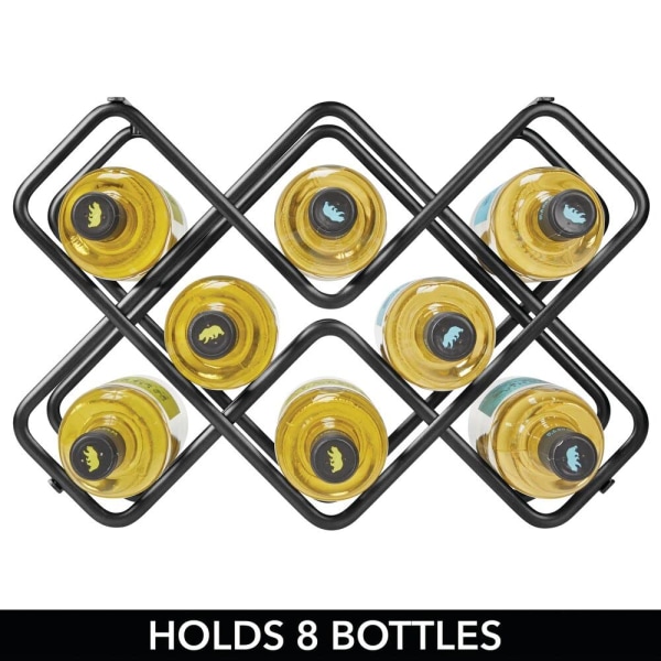 Sæt med 2 vin- og flaskereoler - smuk vinreol med 3 niveauer lavet af metal til op til 16 flasker - fritstående hylde til vinflasker - sort