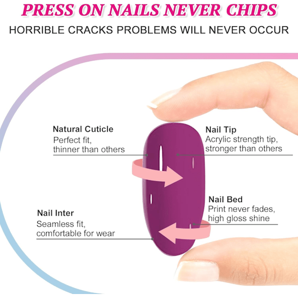 Bruna Press-on-naglar Mandel, Franska Falska Naglar Medellång Längd Falska Naglar med Lövdesign, Glansiga Full Cover Lim på Naglar Artificiella Oval Stick