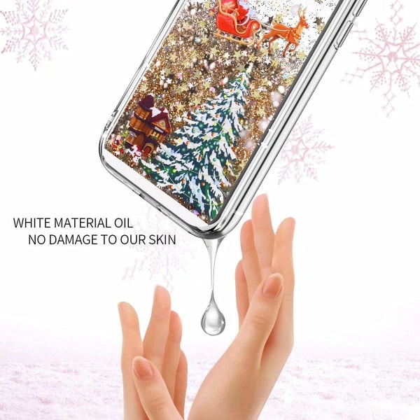 iPhone 11 Pro Max Case 6,5 tum Case, 3D Creative Merry Christmas Tree Mönster Glitter Quicksand Flödande Bling Sparkle Söt Mjuk TPU Transparent, Guld