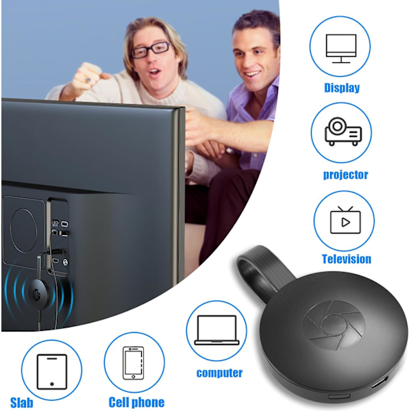 2,4 GHz trådløs HDMI-adapter, 1080P WiFi-skærmmodtager, understøtter Miracast, Airplay, DLNA til Android, iOS, Windows, Mac, streaming, TV, skærm