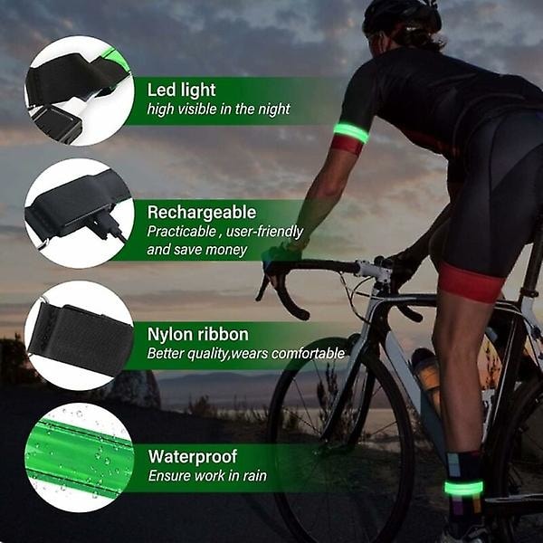 4 stk USB-oppladbare LED-lys armbånd, reflekterende LED løping A