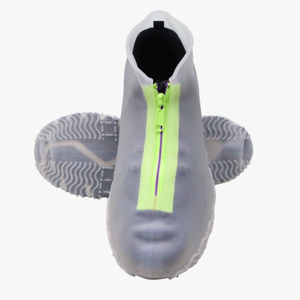 Vandtætte skobetræk, genanvendeligt silikone-skobetræk Skridsikret holdbar lynlås Elastisk regnbetræk til mænd, kvinder (43-46) Transparent XL