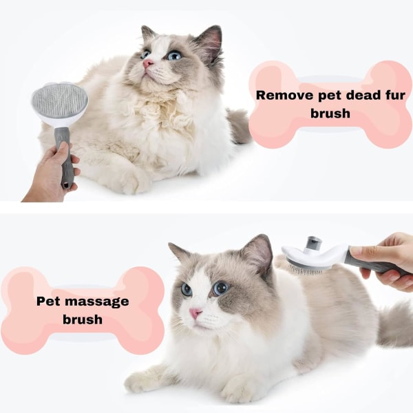 Pet Brush Brush - Husdjursvårdsborste för korthåriga eller långhåriga katter Valp Kattungemassage för att ta bort lös underull, minska håravfall upp till 95 % (rosa) Pink
