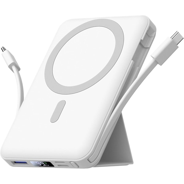 Powerbank, 10000mAh 22.5W PD Magnetisk Extern Batteri Snabbladdning, Trådlös Laddare Portabel Power Bank med LED-Display USB-C