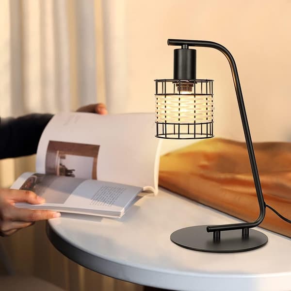 Retro industriel rund bordlampe