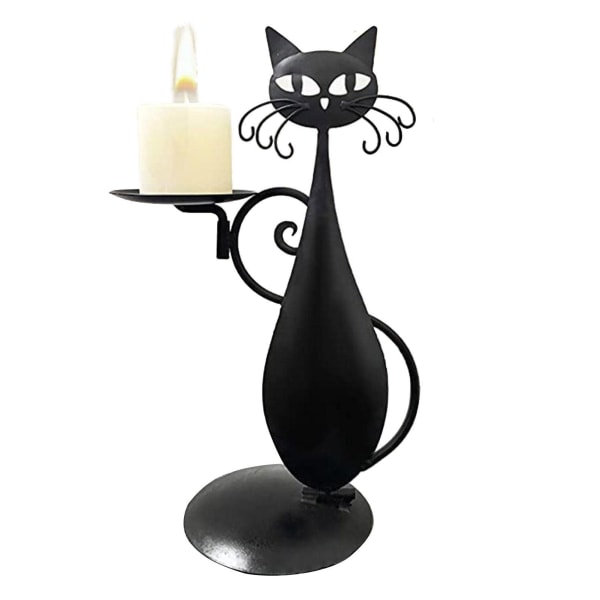 Metalliset rautakäsityöt kynttilänjalkateline, musta kissa kynttilänjalka, retro rustiikki maalaistalo kodinsisustuskynttilänjalka syntymäpäiviin ruokasaleihin