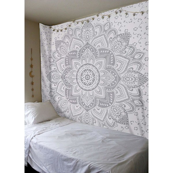 Gobelíni Mandala, Boho seinäkoriste, Musta Kulta Esteettinen Huoneen sisustus, Seinäkangas Psykedeelinen Seinävaate 100x150 cm B 100*150cm