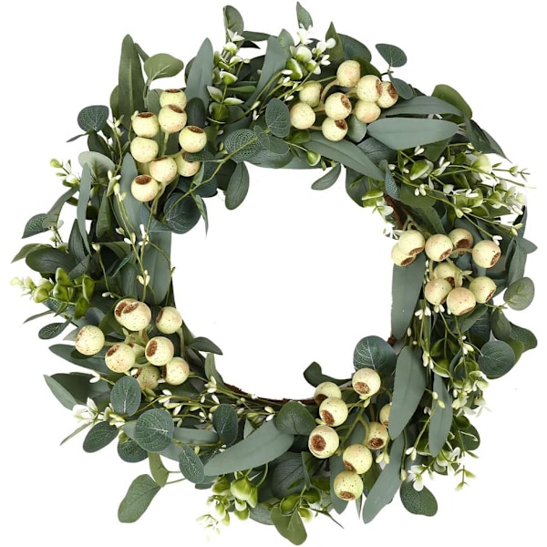 Artificial Spring Wreath 20 Inch Summer Wreaths for Front Door Green Eucalyptus Wreath with Big Berries for Outside All Seasons