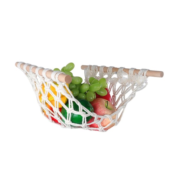 Macrame Fruit Hammock Hanging Fruit Vegetable Hammock Under Cabinet Storage Fruit Net - Ideal for Kitchen, Motorhome or Boat