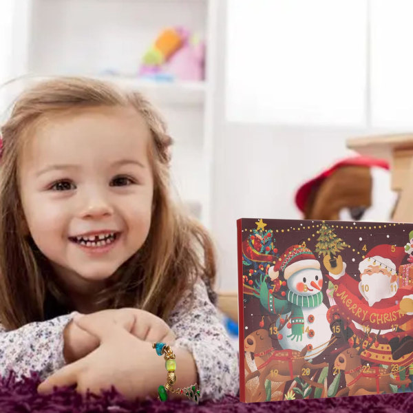 Jenter adventskalender 2023, julenedtellingssmykker adventskalender til fremstilling av sjarmarmbåndssett, smykkegavesett julegave