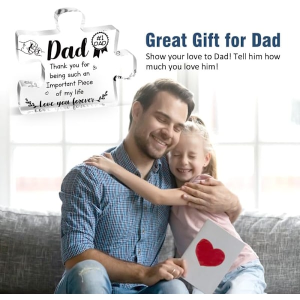 Farsdagspresenter från dotter son - Graverad akrylblock pusselbit dekorationer 3,9 x 3,3 tum - Födelsedag julgåvor till pappa