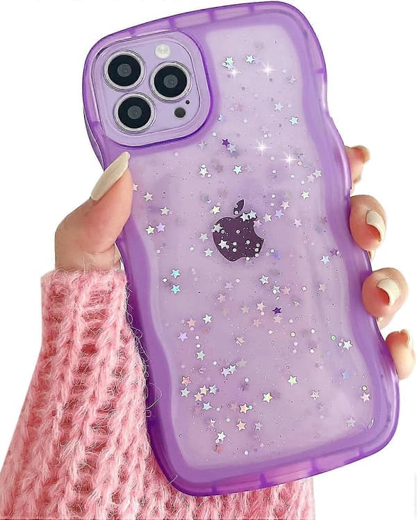 1 st iPhone 14 mobilskal böjd kant våg sött skyddsfodral