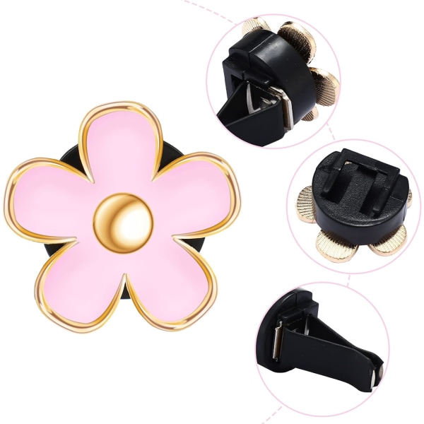 6 st Daisy Flower Air Vent Clip Luftfräschare Utloppsklämma Bil Luftkonditionering Clip Charm Car Inter Decor (Rosa, 3 cm, 3,3 cm)
