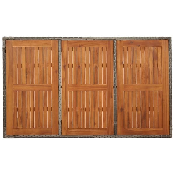 vidaXL Puukannellinen puutarhapöytä harmaa 150x90x75 cm polyrottinki 20000 Grå