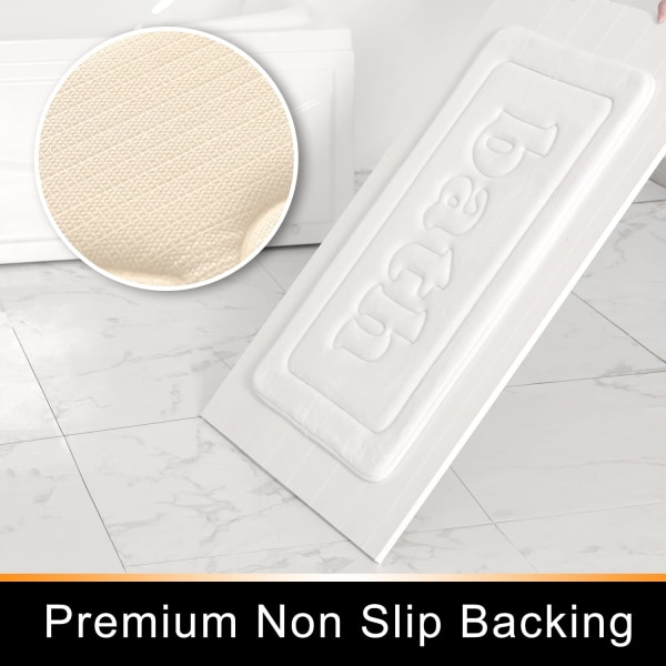 Minneskum Badmatte, Badmatter, Sklisikre Gulvtepper, Superabsorberende Badmatte, Hurtigtørkende, Maskinvaskbar Baderomsmatte white 50*80cm