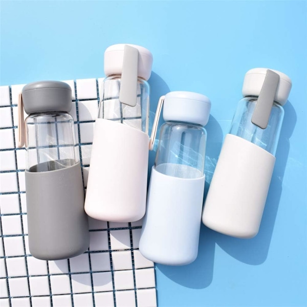 Glas Vandflaske Silikone Etui Kreative Gaver Flasker Anti-Skoldning Hold Koldt Vandflaske Dark Gray