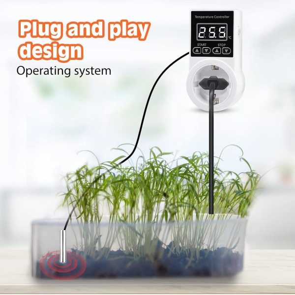 Termostat Digital Temperaturkontroll Sockets, Varmetermostat med NTC-probe