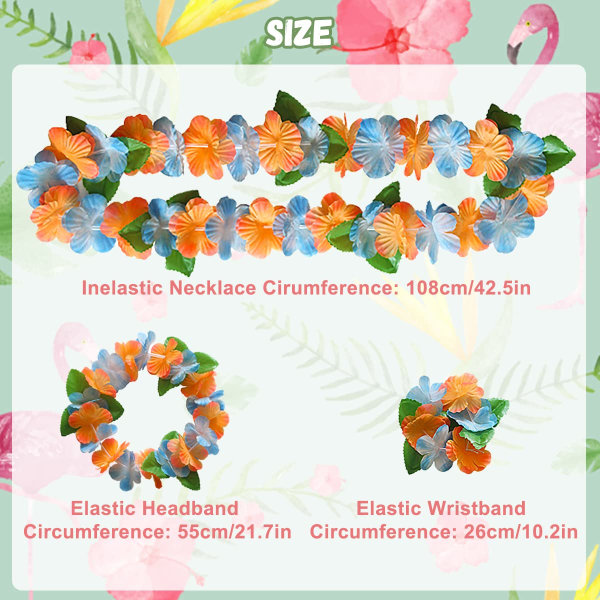 32 stk Hawaii festdekorationer, Hawaii blomsterhalskæde med blomsterarmbånd pandebånd, til tropisk Hawaii festtema strandfest