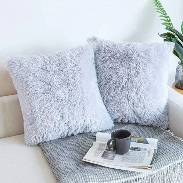 2 kpl tyynynpäällisen set 55 x 55 cm harmaa tekoturkis turkis tyyny koristeellinen koristetyyny pehmoinen tyyny pörröinen sohva tyyny pehmeä pehmo 55*55cm