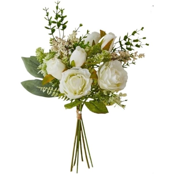 Kunstig rosebuket til stueindretning (hvid) 2 stk.
