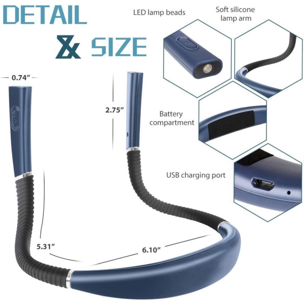Halsläslampa, boklampa för läsning i sängen på natten