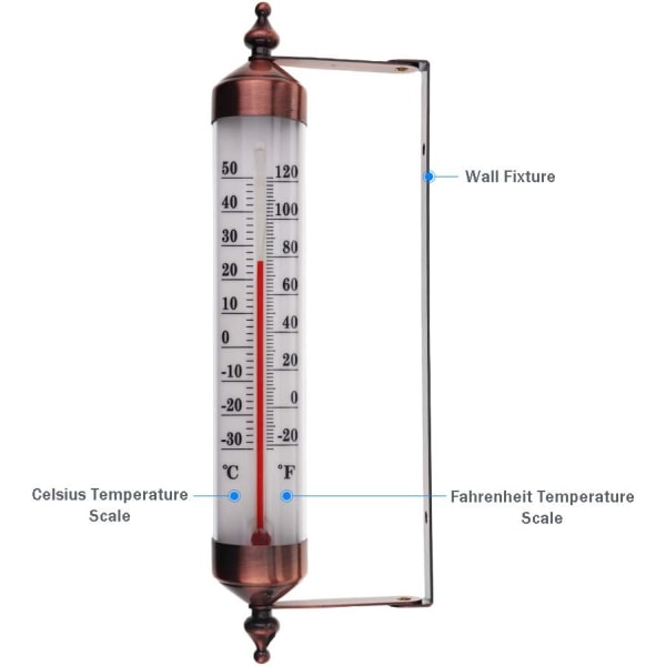 Utendørs termometer med bronseffektdesign -  Hage termometer  Egnet for utendørs temperaturmåler vegg drivhus garasje enkel å henge