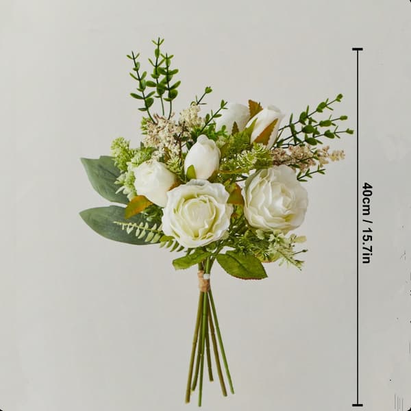 Kunstig rosebuket til stueindretning (hvid) 2 stk.