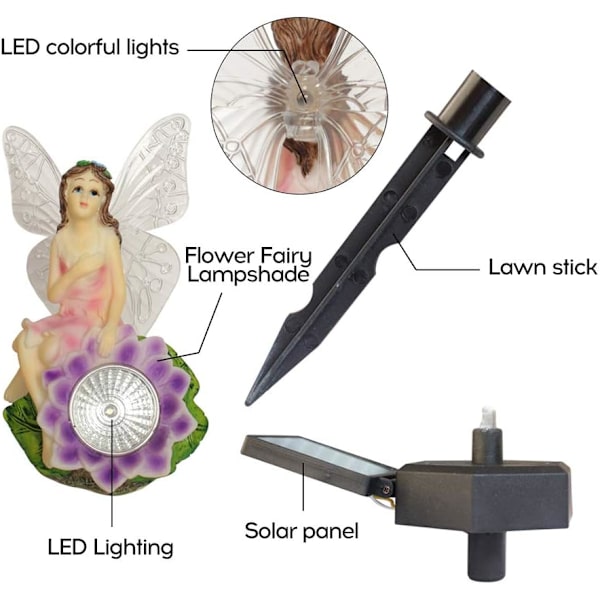 Solcelledrevet lampe utendørs hage gatelys Wisteria Flower Fairy Wisteria Flower