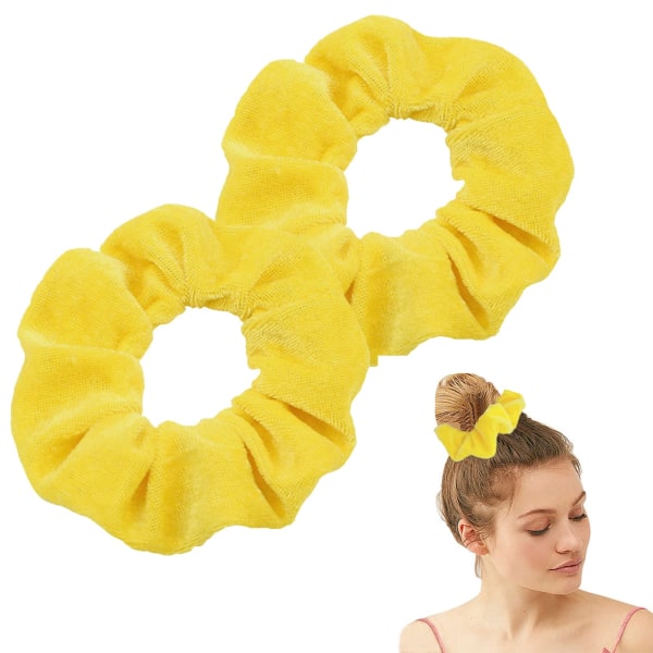 2 ST Hår Scrunchies, Stora Velvet Scrunchies, Stretchiga hårband Mjuka hårband Hästsvanshållare Sova Spårlöst Frizz Prevention (gul) Yellow