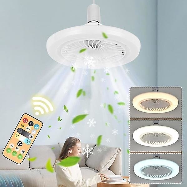Takfläkt med lampa för sovrum - E27 3 färger inbyggda takfläktar med fjärrkontroll intelligent styrning ögonskydd
