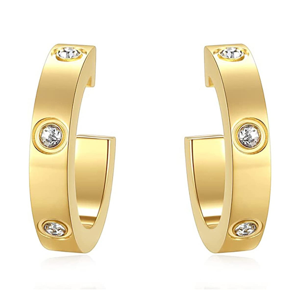 Venskab Øreringe til Kvinder Designer Cubic Zirconia Guld Rustfrit Stål Hoop Huggie Cuff Studs Venskab Smykker Mors Dag Fødselsdagsgaver
