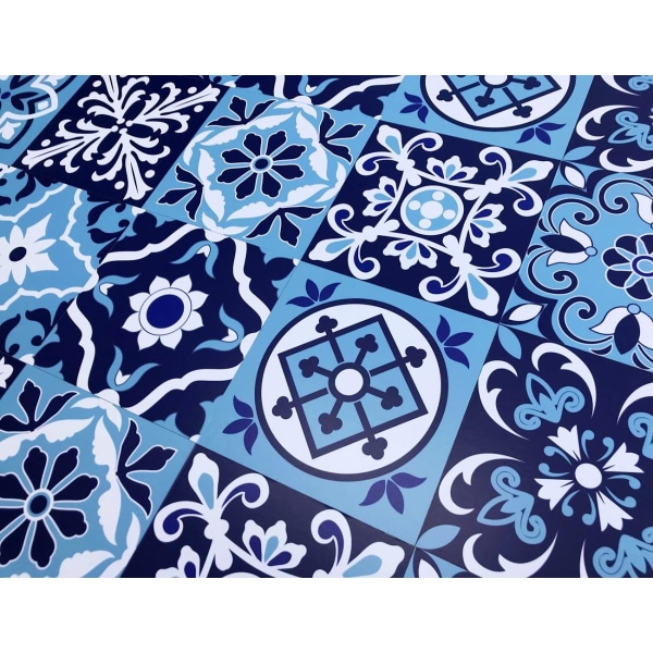 20 st blå och vita marockanska kakelklistermärken, väggkakelklistermärken för kök badrum, skala och fästa på kakelöverföringar täcker dekaler (15cm x 15cm) Blue and White