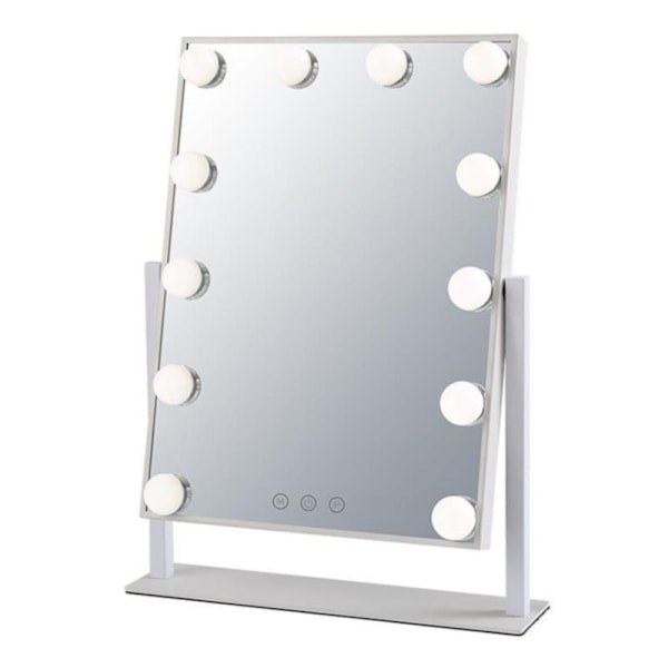 Makeup mirror with lights 360 rotatable table top white 30 x 41 cm mirror white 30 x 41 cm