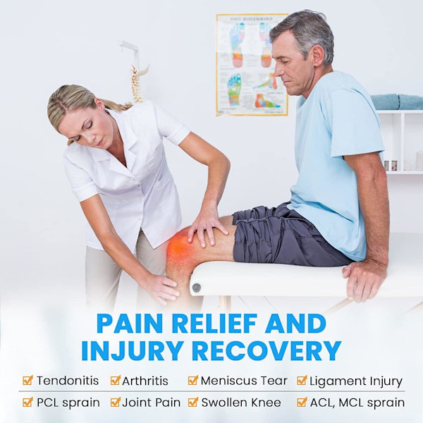 Knebeskydd 2-pack - Kompresjonsknebeskydd for leddgikt, leddsmerter, ligamentskade, meniskskade, ACL, MCL, senebetennelse, sport (M) M