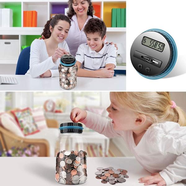 Spargris, 1,8L digital spargris med LCD-skärm och stor kapacitet, automatisk mynträkningsburk spargris som present