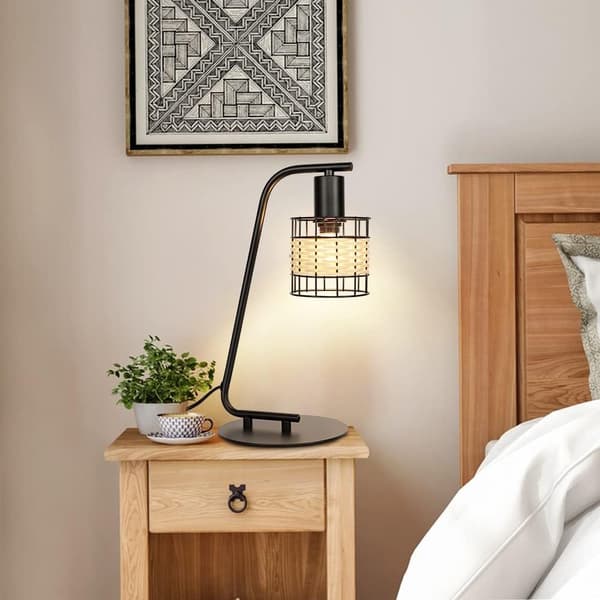 Retro industriel rund bordlampe