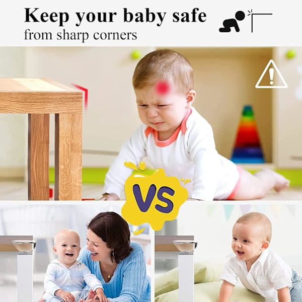12-pakke hjørnebeskyttelse for baby, møbelhjørnebeskyttelse og kantsikkerhetsputer for å dekke skarpe møbel- og bordkanter