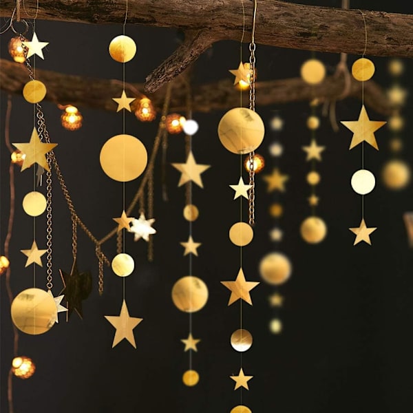 4 stk. Guld Twinkle Little Star Party Kit Metallic Matt Gross Garland Bunting Banner Dekoration til Jul Fødselsdag Bryllup Børneværelse