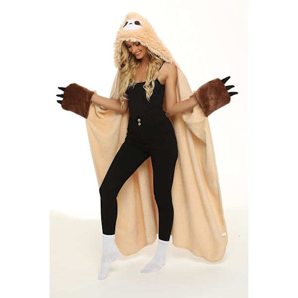 Sloth-gåvor för kvinnor Bärbar Huvad Filt Mjuk Söt Varm Fluffig Sloth Huvad Filt 49 * 60 tum, Gul-sloth