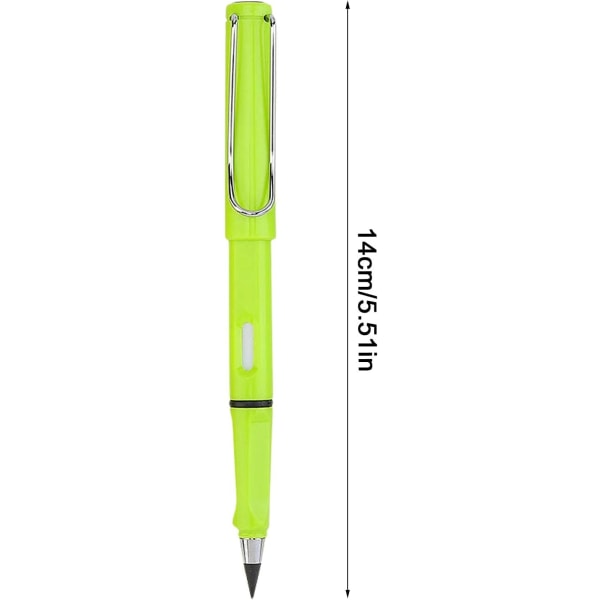 Blyanter, bærbar evigvarende blyant, gjenbrukbar slettbar, metallblekkfri skrivekulepenn, utskiftbar grafittstift, for studenter Green